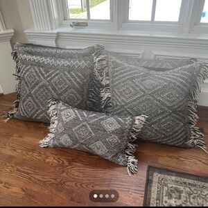 RH Black and White Geometric Throw Pillows Pre-owned Covers ONLY